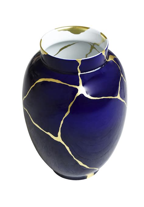 Bernardaud Kintsugi Large Vase Cobalt Blue Available At Kneen Co