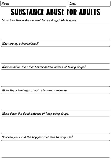 Substance Abuse Group Activities Worksheets