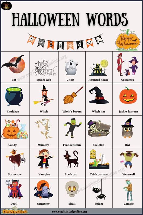 Halloween Words: 25 Interesting Halloween Vocabulary Words - English ...