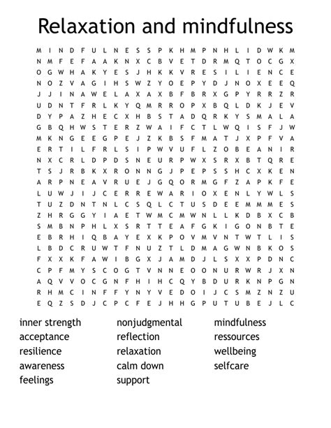 Mindfulness Word Search Wordmint