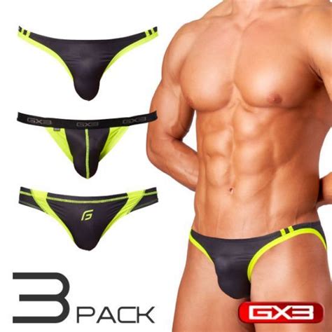Japan GX3 Metal Neon Yellow Black Color Matching High Slit Bikini Sports SPLASH Lifeguard Briefs