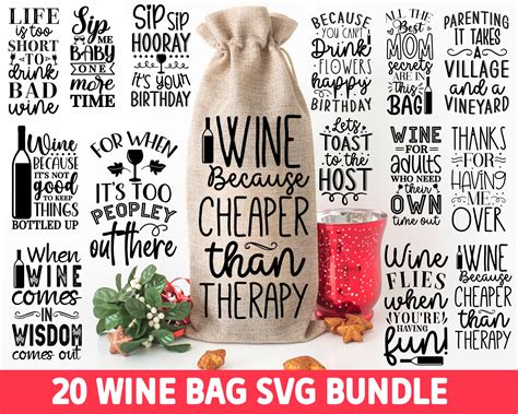 Wine Bag Svg Bundle Wine Glass Svg Christmas Wine Svg Wine Etsy