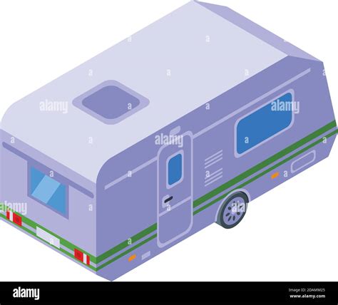 Camp Bus Trailer Icon Isometric Of Camp Bus Trailer Vector Icon For