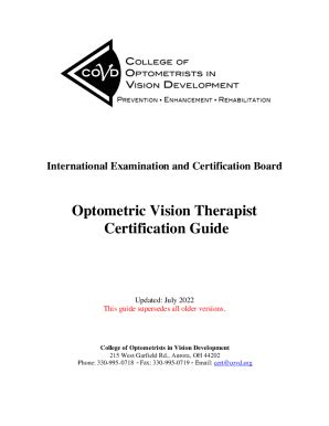 Fillable Online College Of Optometrists In Vision Development Awards