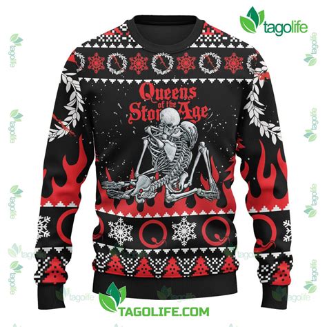 Skull Kiss Queens Of The Stone Age Ugly Christmas Sweater Tagolife