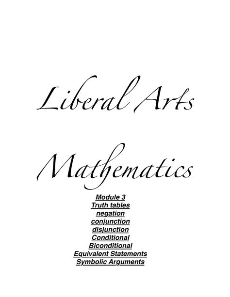 Liberal Arts Mathematics Liberal Arts Mathematics 3 Truth Tables For