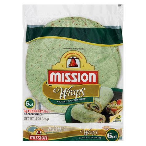 Mission Large Garden Spinach And Herb Wrap Tortillas 15oz 6ct Mission