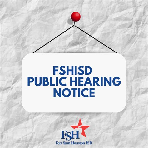 Public Hearing Notice For February 23rd Fort Sam Houston Independent School District