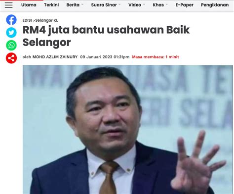 Sinar Harian Rm Juta Bantu Usahawan Baik Selangor Inisiatif