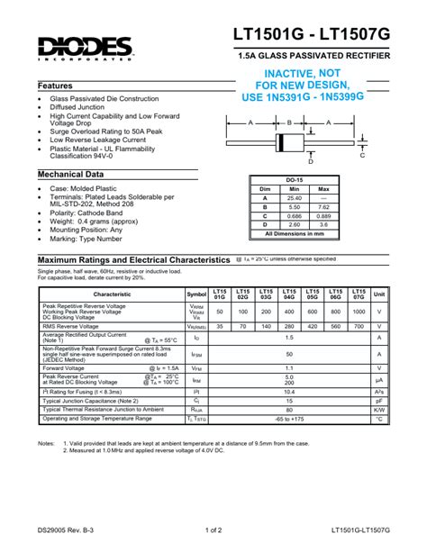 LT1502G 1 5A GLASS PASSIVATED RECTIFIER Datasheet PDF