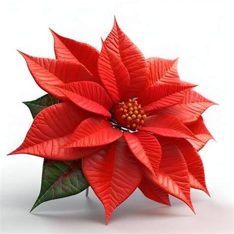 Poinsettia Flor De Navidad Aislado Sobre Fondo Blanco 3d Render Foto