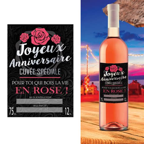 Bouteille Rosé Anniversaire Festif et Rigolo sur Logeekdesign