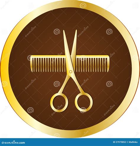 Signe De Coiffeur Avec Les Ciseaux Et Le Peigne Illustration De Vecteur