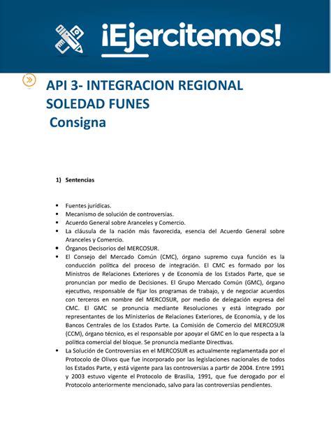 API3 Integracion Regional API 3 INTEGRACION REGIONAL SOLEDAD FUNES