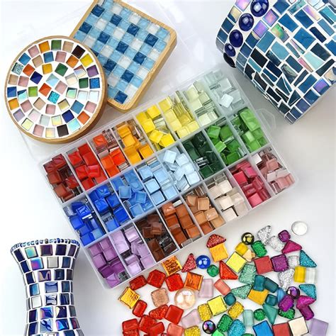 Glass Mosaic Tiles Square Mosaic Craft Materials For Etsy