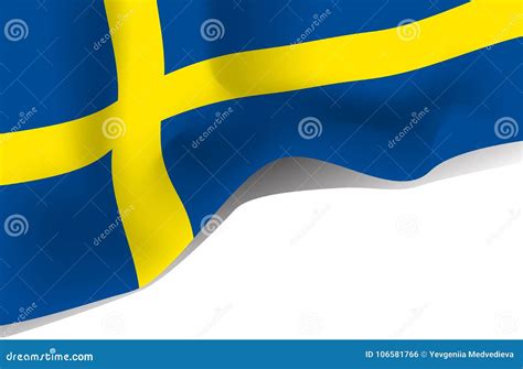 Sweden National Waving Flag Isolated On White Background Stock