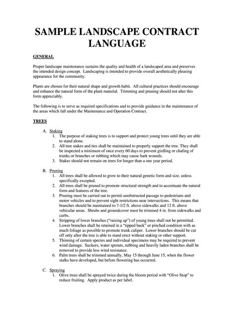 az sample landscape contract language fill  sign printable