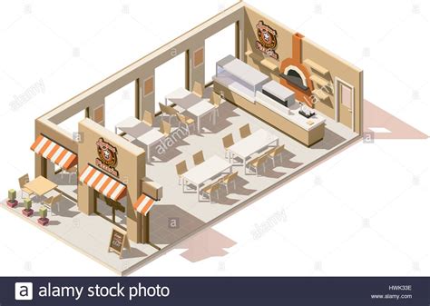 Vector Isometric Low Poly Pizzeria Stock Vector Image Art Alamy