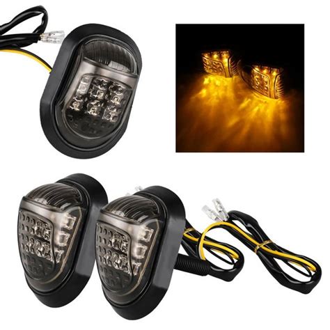 2x 12v Amber Motorcycle 9 Led Flush Mount Turn Signals Indicators Blinker Light