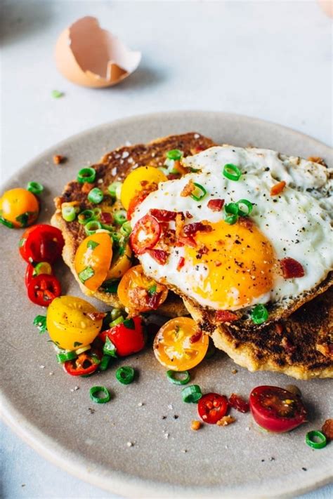 Savory Breakfast Pancakes With Bacon And Fried Eggs Paleo Dairy Free