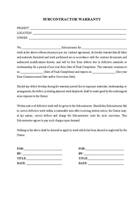 Subcontractor Warranty Form Easy To Automate AirSlate