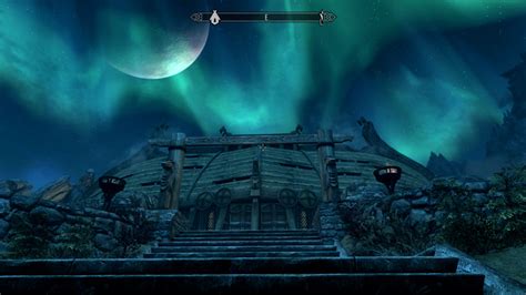 SKYRIM Jorrvaskr during a Aurora by SPARTAN22294 on DeviantArt