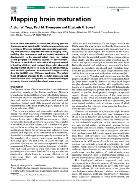 Mapping Brain Maturation Pdf Cerebral Cortex Brain