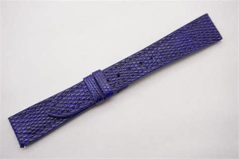 20mm 16mm Cobalt Blue Genuine Lizard Skin Leather Watch Strap With