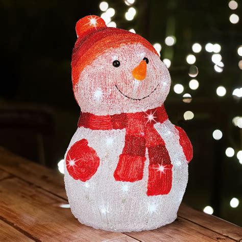 Bonhomme De Neige Lumineux Piles Jad Blanc Froid Led D Coration