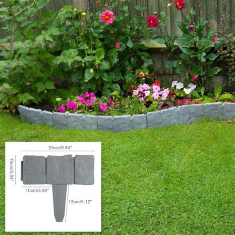 Buy Grey Stone Effect Lawn Edging Plant Bordering Cobblestone