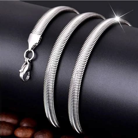 Wholesale L Stainless Steel Mm Mm Flat Snake Chain Necklace