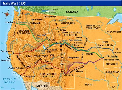 California Oregon And Santa Fe Trails Diagram Quizlet