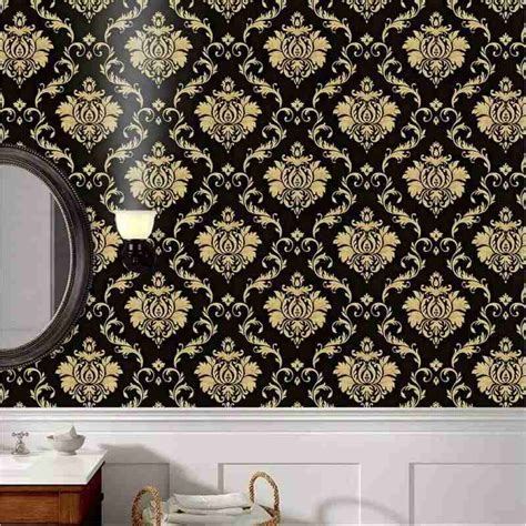 Promo Wallpaper Sticker Dinding Hitam Motif Batik Gold Mewah 10 M X 45