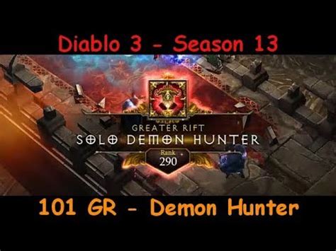 101 Solo Greater Rift Demon Hunter Season 13 EU Diablo 3 YouTube