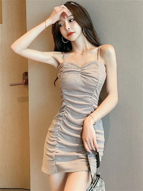 Summer Sexy Pleated Straps Cotton Skinny Dress • Seoulinspired