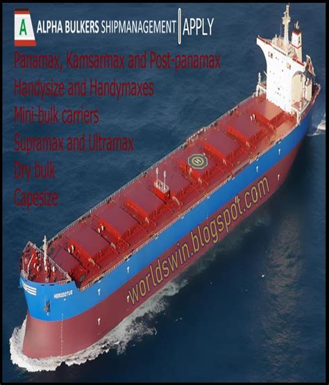 Find Job At Alpha Bulkers Shipmanagement Find A Job Seaman Job