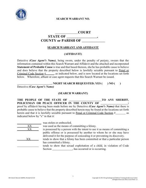 Search Warrant Template