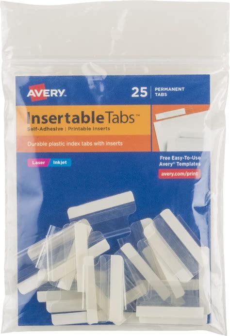 Avery Insertable Self Adhesive Tabs With Printable Inserts