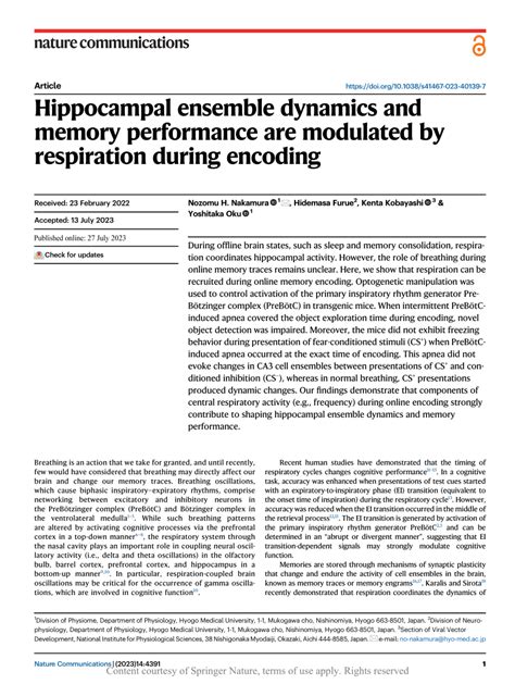 Pdf Hippocampal Ensemble Dynamics And Memory Performance Are