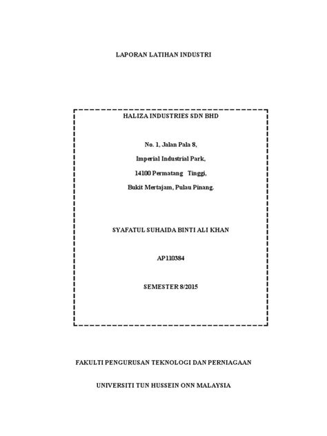 Contoh Buku Log Latihan Industri Akaun Final Report Latihan Industri Dorotea Marchesi