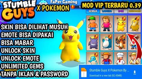 Stumble Guys X Pokemon Mod APK Unlimited Money Gem Versi Terbaru 2023