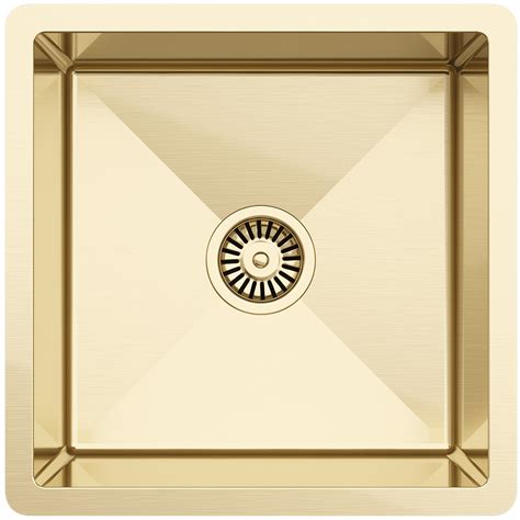 Brushed Brass Gold Nala 450x450 Single Bowl Sink Buildmat