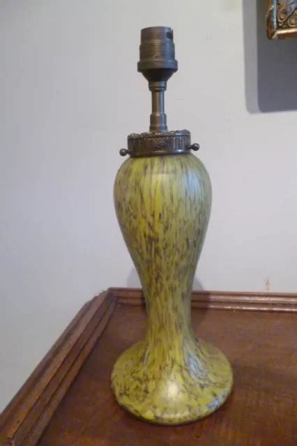 Ancien Pied De Lampe Pate De Verre Sans Abat Jour Eur