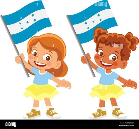 Honduras bandera en mano. Niños con bandera. Vector de la bandera ...