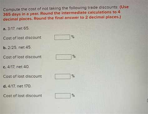 Solved Compute The Cost Of Not Taking The Following Trade Chegg