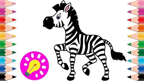 How To Draw A Zebra For Kids Step By Step Easy Drawing And Colouring ...