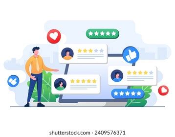 Customer Feedback Flat Illustration Banner Ui Stock Vector Royalty