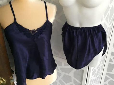 1980s Lingerie Set Satin Like Tank And Shorts Pjs S… Gem