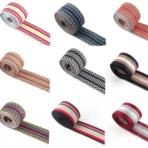 1 5inch Jacquard Webbing Belt Strap Rainbow Stripe Webbing Upholstery