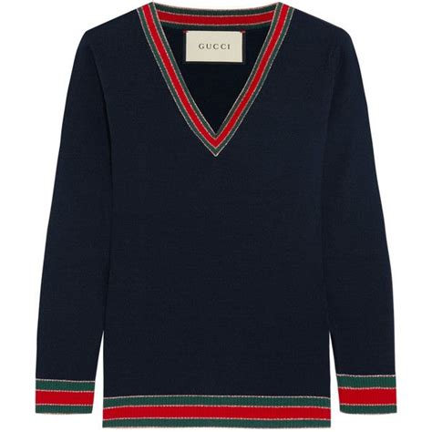 Gucci Striped Wool Sweater Via Polyvore Featuring Tops Sweaters